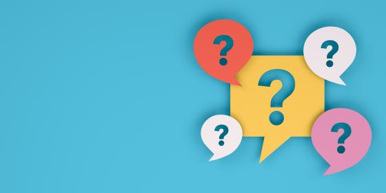The image shows question marks on a colored background. The image shows question marks on a colored background.