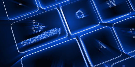 The image shows a keyboard with one of the buttons including the word "accessibility".