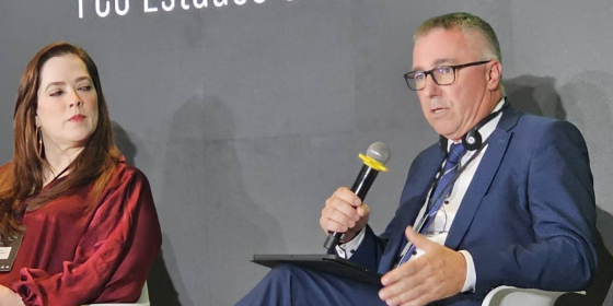 The image shows BEREC Chair 2026 Marko Mismas during a panel discussion.