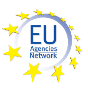 The image shows the EU Agencies Network Logo, including the text EU Agencies Network in the center, surrounded by 12 yellow stars