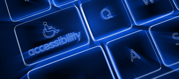 The image shows a keyboard with one of the buttons including the word "accessibility".
