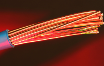 The image shows multiple copper cables.