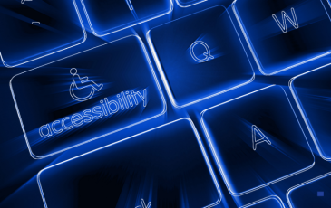 The image shows a keyboard with one of the buttons including the word "accessibility".