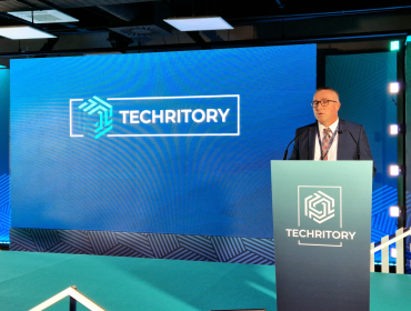 The image shows the incoming BEREC Chair Marko Mišmaš (AKOS, Slovenia) at the Techritory in Riga, latvia, on 22 October 2025.