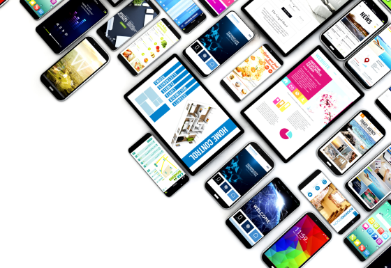 The image shows multiple mobile devices
