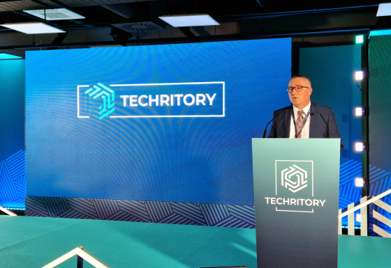 The image shows the incoming BEREC Chair Marko Mišmaš (AKOS, Slovenia) at the Techritory in Riga, latvia, on 22 October 2025.