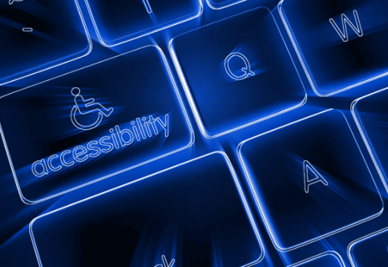 The image shows a keyboard with one of the buttons including the word "accessibility".